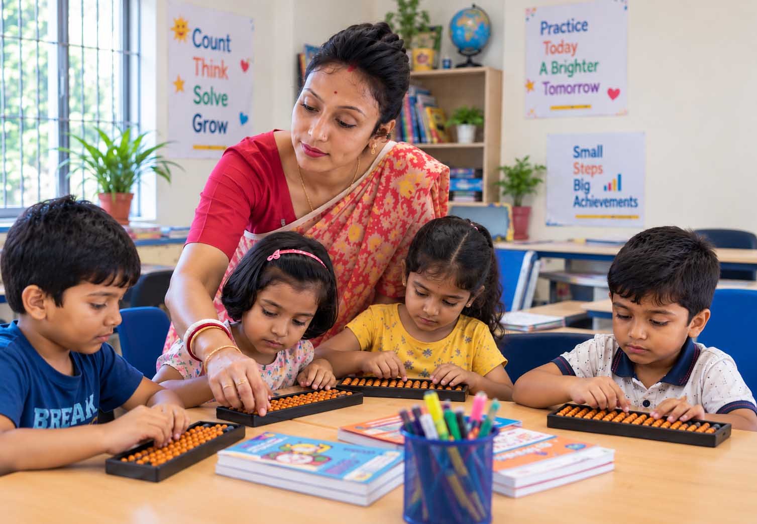 Mrs. Sumana Mandal teaching Abacus at MTCSM